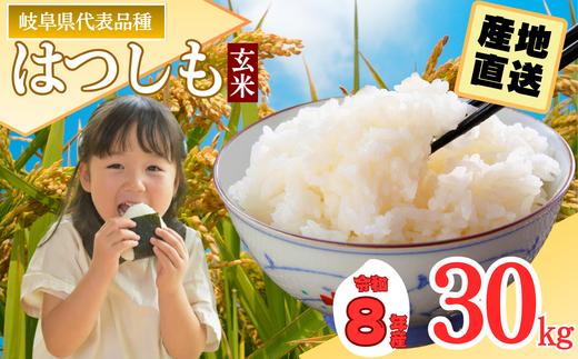 【岐阜県代表品種】令和8年産ハツシモ米【玄米】30kg 数量限定 L6【10営業日以内発送】