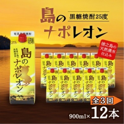 
                  ＜毎月定期便＞奄美黒糖焼酎 島のナポレオン 900ml 紙パック 12本セット全3回
                
