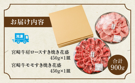 【食べ比べ】宮崎牛 花盛すき焼き 2皿セット 合計900g 牛 すき焼き セット