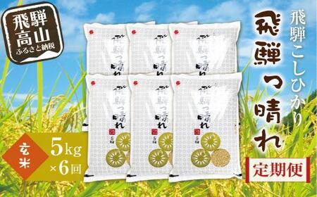 【定期便】こしひかり飛騨っ晴れ 玄米 5kg 6回 お届け 生産者直送 お米 コシヒカリ 飛騨産 飛騨高山 アグリランド JF104