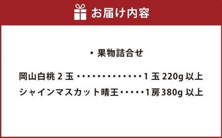 果物詰合せ（岡山白桃 2玉（1玉 220g以上）《等級：ロイヤル》・シャインマスカット晴王 1房（380g以上））【2026年7月上旬～8月上旬まで順次発送予定】【白桃 桃 もも モモ シャインマスカ
