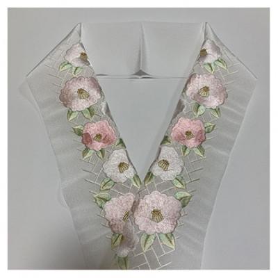 ふるさと納税 伊丹市 半衿　ピンクの椿柄　刺繍[54030195]