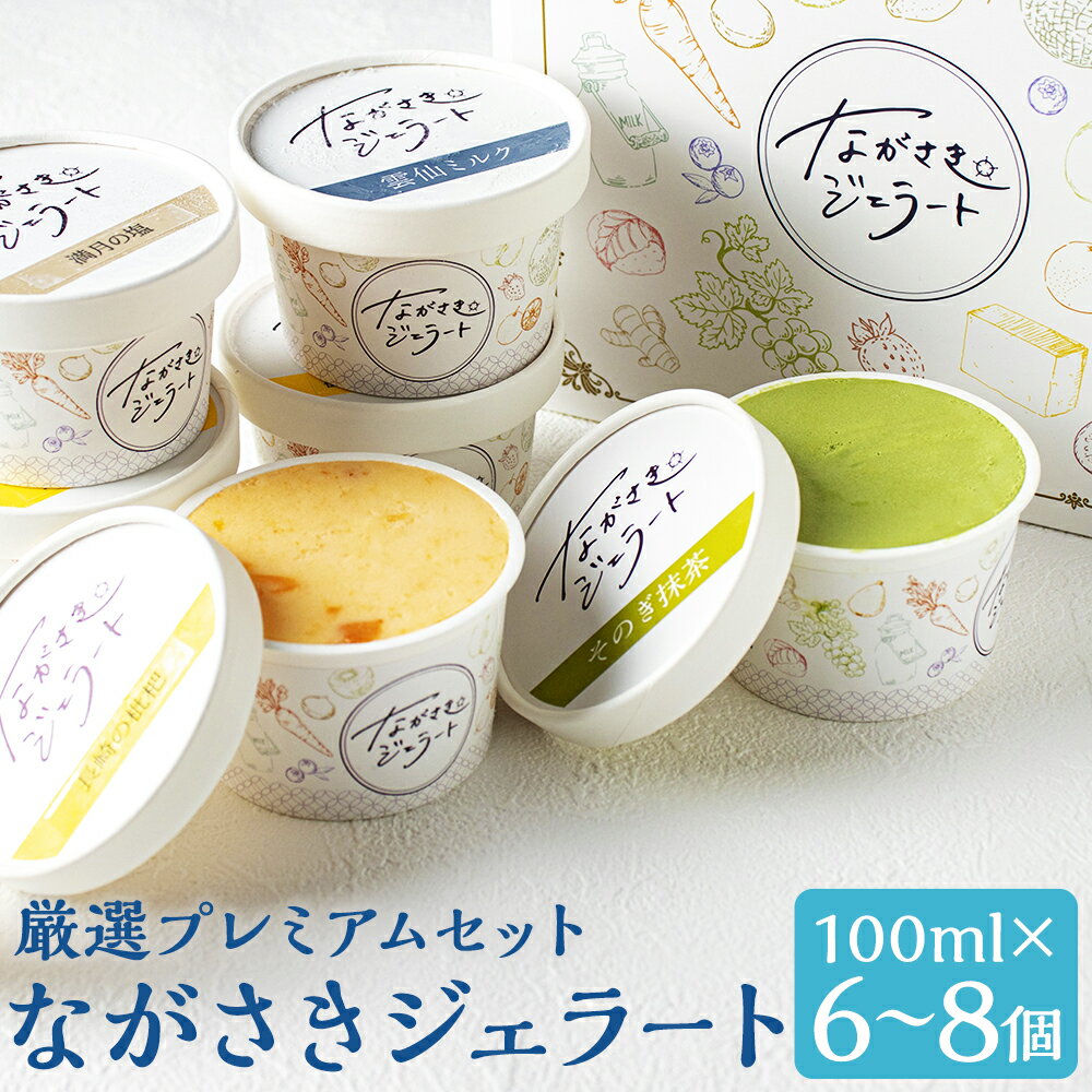 【ふるさと納税】厳選プレミアムセット 6個セット/8個セット 選べるセット 1個100ml おまかせ ランダム ながさきジェラート 雲仙ミルク そのぎ抹茶 チョコレート ピスタチオ アイス ジェラート デザート 長崎県 時津町 ひぐち 冷凍 送料無料