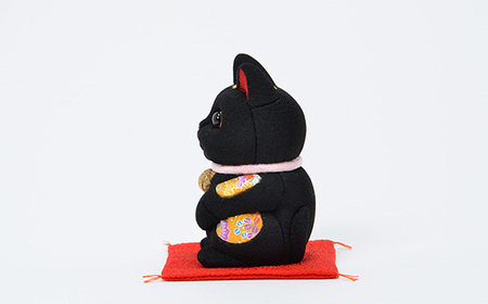 No.179-08 木目込人形（招き猫・風水（中）黒）