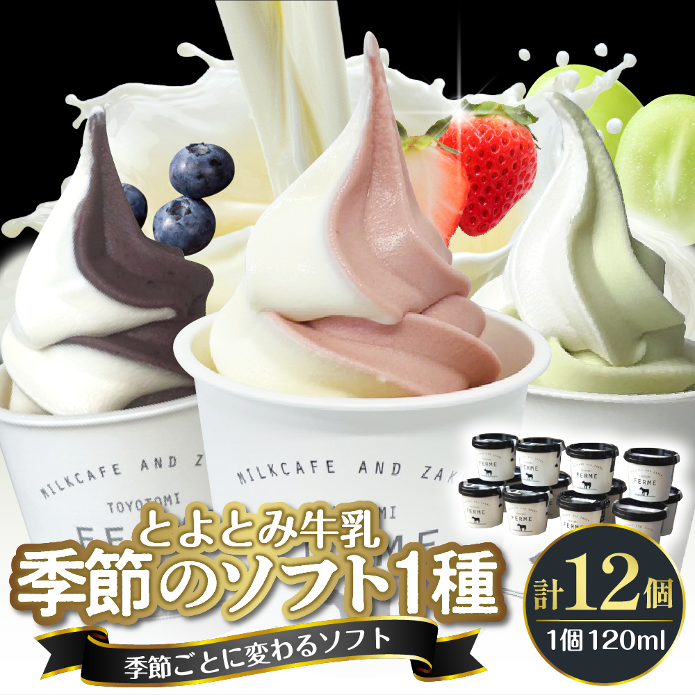 とよとみ牛乳ソフトクリーム【季節のミックス1種類 120ml×12個】 季節のミックス1種類 【12個】