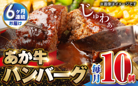 【全6回定期便】肥後の赤牛 ハンバーグ 150g×10個 熊本 赤牛 ジューシー 褐牛 あかうし 褐毛和種 肥後 冷凍 国産 牛肉【山都町（阿蘇牧場）】[YDF012]