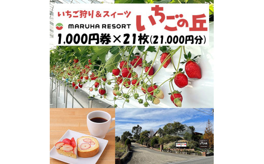 
まるは食堂 マルハリゾート いちごの丘1,000円券21枚（21,000円分） ※着日指定不可
