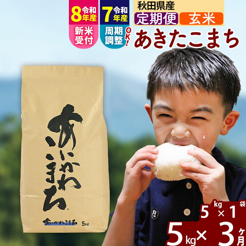 【ふるさと納税】※令和7年産／R8産新米予約※《定期便3ヶ月》秋田県産 あきたこまち 5kg【玄米】(5kg小分け袋) 2025年産 2026年産 令和8年産 お届け周期調整可能 隔月に調整OK お米 藤岡農産 [藤岡農産 秋田 お米 あきたこまち]