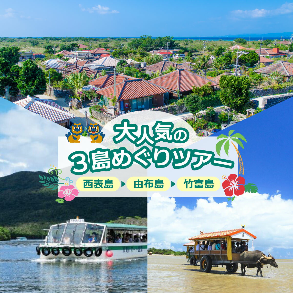 【ふるさと納税】大人気の3島めぐりツアー 西表島・由布島・竹富島を満喫する日帰りツアー マングローブ遊覧＋水牛車＋選べる竹富島での過ごし方＜1日／昼食付＞【 旅行 体験チケット観光 大自然 体験ツアー 観光 沖縄 アクティビティ 】