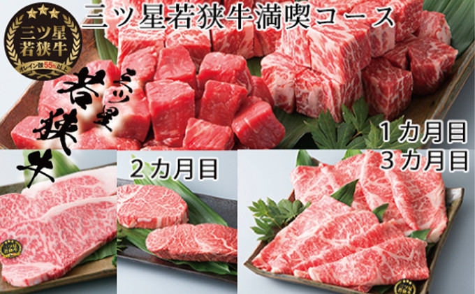 
            3ヶ月連続お届け　三ツ星若狭牛満喫コース2［髙島屋選定品］ [№5580-0277]
          