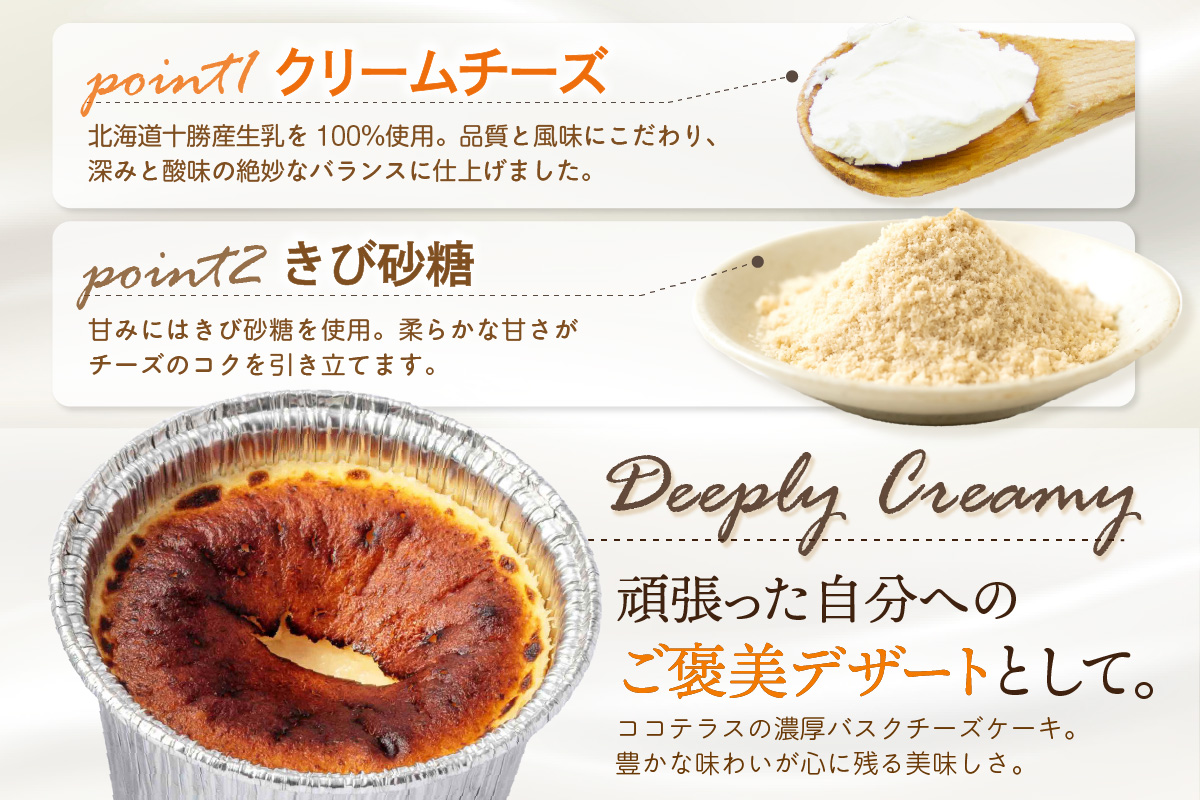 【冷凍便】ココテラスのバスクチーズケーキ 個食タイプ