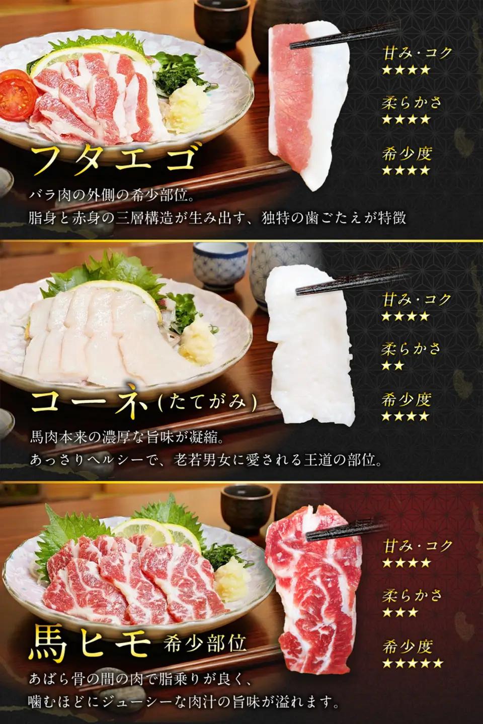 本場熊本 馬刺し 5種盛り 約250g 馬刺 馬肉 馬 お肉 肉 ニク にく 刺身 赤身 馬霜降り フタエゴ コーネ 馬ヒモ 特製醤油付き 詰め合わせ セット 食べ比べ 直送 冷凍