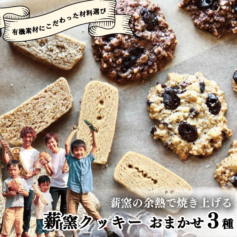 【ふるさと納税】 【こだわり有機素材を使用】 薪窯の余熱で焼き上げる 薪窯 クッキー おまかせ 3種 ～食べられない食材がある方にもおすすめ、滋味いっぱいのおやつ～ 有機 オートミール カカオ レーズン 詰め合わせ オーガニック 手作り 朝ごはん おやつ 徳島県 吉野川市