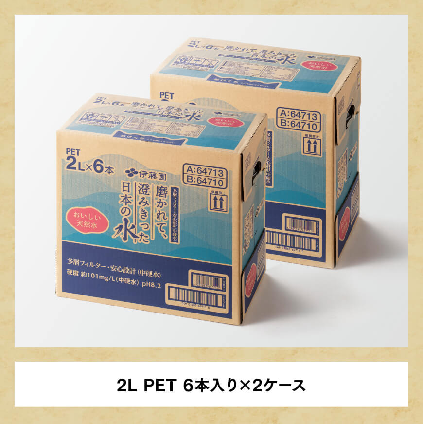 【9ヶ月定期便】伊藤園 PET磨かれて、澄みきった日本の水 宮崎 2L×6本×2ケース【ミネラルウォーター 飲料 ソフトドリンク ペットボトル】