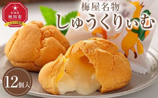 梅屋名物「しゅうくりぃむ」　12個 【 シュークリーム 菓子 お菓子 おかし スイーツ デザート 洋菓子 旭川 北海道 人気 お楽しみ セット 食品 】_04851