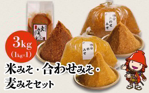 蔵元の逸品 厳選素材 人気の味噌 食べ比べ 3種セット 米味噌 合わせ味噌 麦味噌 各1kg | 田中醤油 調味料 手作り味噌 手作り 味噌 みそ ミソ 食べ比べセット セット 大分県産 九州産 大分県 中津市