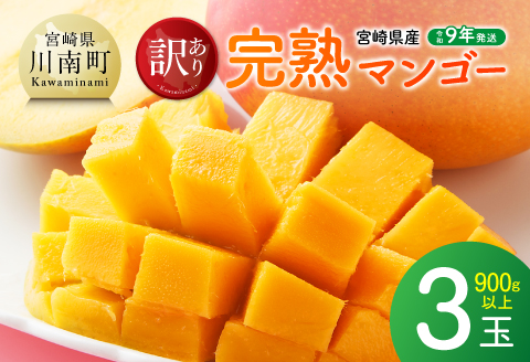 【令和9年発送】ご自宅用宮崎県産完熟マンゴー　3玉　900g以上 【 果物 フルーツ みやざきマンゴー 先行予約 】[B03221]