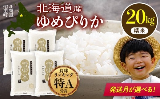 
            【先行予約】令和7年産 特Aランク米 ゆめぴりか 精米 20kg（5kg×4袋）発送月が選べる 雪冷気 籾貯蔵 雪中米 北海道 nr-0162var
          
