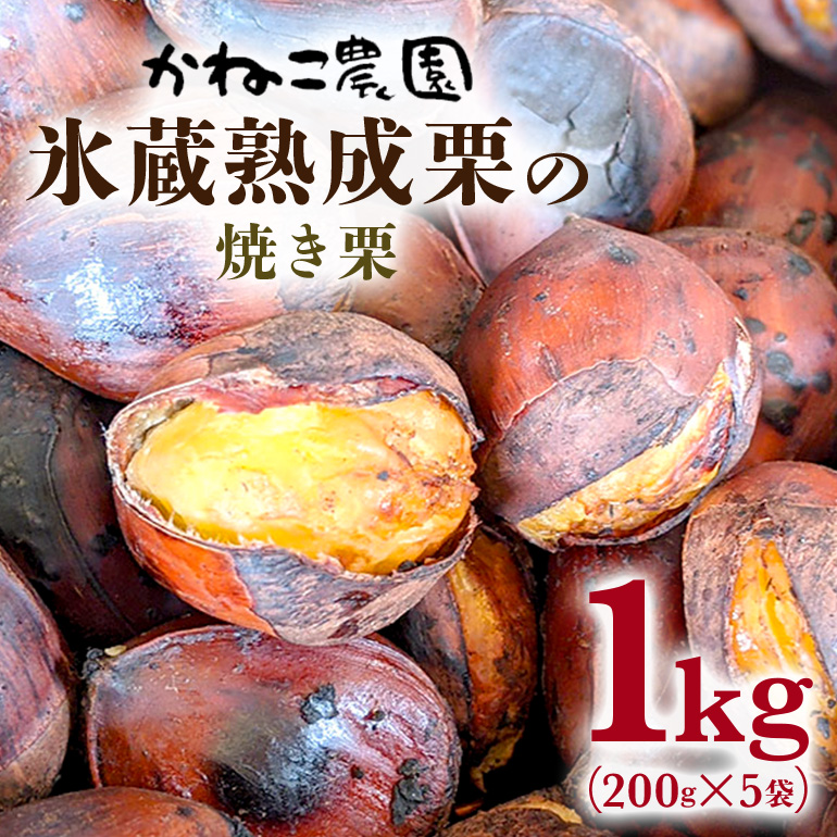 笠間の栗・かねこ農園の焼き栗　200g×5袋