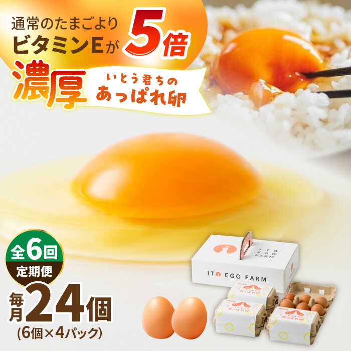 【ふるさと納税】【6回定期便】いとう君ちのあっぱれ卵 24個（6個×4パック）ギフトBOX /いとう養鶏場[UAQ010] 卵 たまご タマゴ 鶏卵 ギフトボックス 定期便