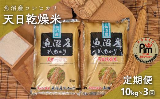 【新米予約】【毎月定期便】令和６年産「五つ星お米マイスター」厳選　天日干し魚沼産コシヒカリ　精米10kg（5kg×2個）×３回