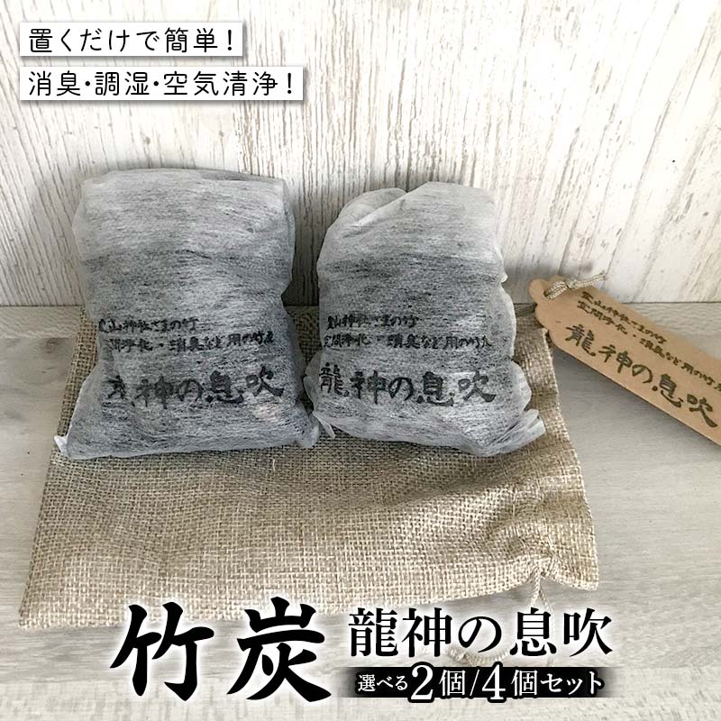 【ふるさと納税】 ＼選べる容量／置くだけで簡単！消臭・調湿・空気清浄！ 竹炭 龍神の息吹 2個・4個セット インテリア ガーデニング SDGs F21C-469var