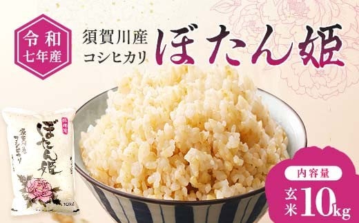 令和7年産 須賀川産コシヒカリ「ぼたん姫」玄米 10kg ブランド米 お米 人気 F7X-0654