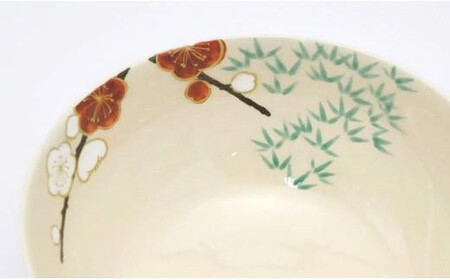 金彩 紅白梅紋大鉢【水間焼伏原窯】