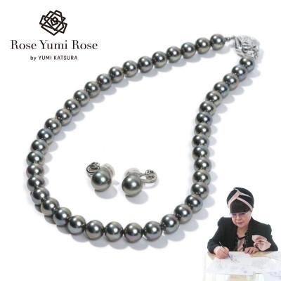 ふるさと納税 和泉市 【RoseYumiRose】9mm&amp;10mmパール2点セット(ネックレス/イヤリング)グレー