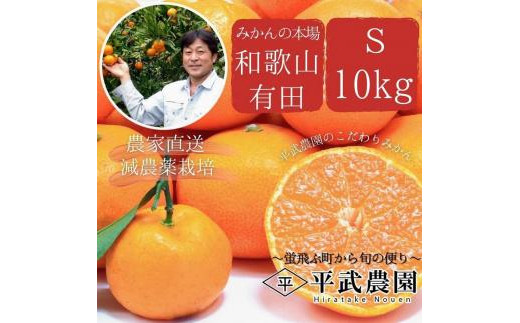 
蛍飛ぶ町から旬の便り　有田みかん（10kg Sサイズ）　平武農園　農家直送
