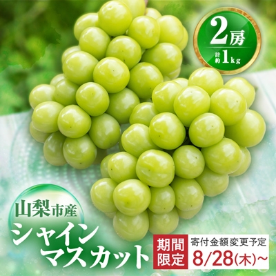 ＜先行受付＞山梨市産農福連携シャインマスカット2房(2房合計1kg程度) ふるさと納税