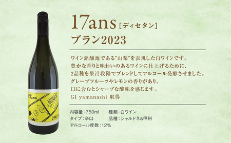 農林高校ワイン　17ans[ディセタン]2023　ヴィンテージ4本セット　高校生ワイン　赤ワイン　白ワイン　チャレンジ　企画　飲み比べ　農林ワイン　高校生 山梨県 甲斐市 AD-293