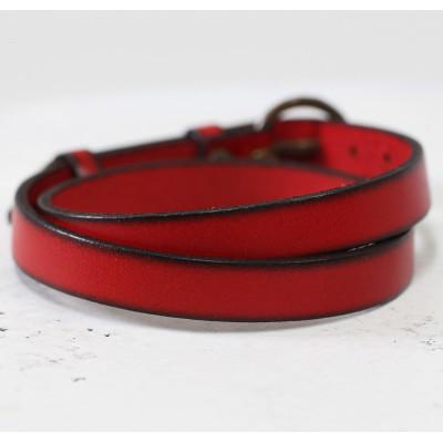 ふるさと納税 大津市 存在感抜群【イタリアンレースブレスレット】2重巻きレザーアクセサリー　牛革　ベルトカラー:赤