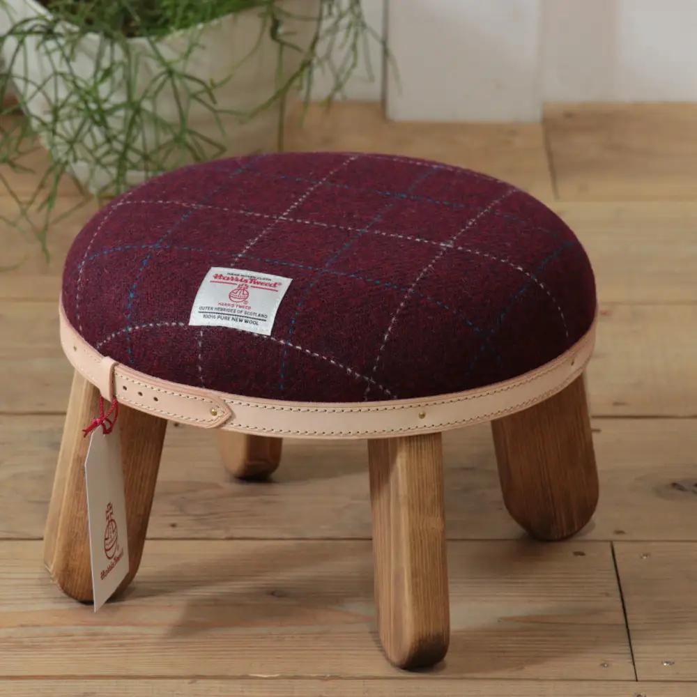 まぁるいスツール【ボルドー】 子供 椅子イスキッズ HARRIS TWEED（ハリスツイード