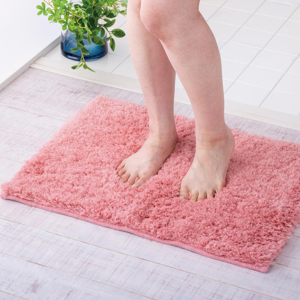 
ふわふわコスモトロン吸水速乾バスマット30mmコーラルピンク(縦45cmX横60cm)
