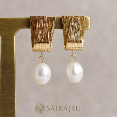 ふるさと納税 川口市 淡水パールピアス「永遠」ゴールド