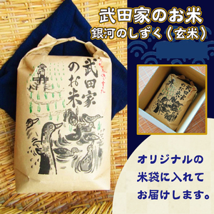 《令和５年度産》武田家のお米 銀河のしずく（玄米）５kg＜合鴨農法＞【米農家 仁左ェ門】 / 米 げんまい ５キロ アイガモ