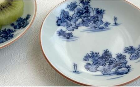 有田焼 山水絵小皿セット（2枚1組）【起山窯】食器 うつわ 器 取り皿 小皿 山水絵 30000円 co015