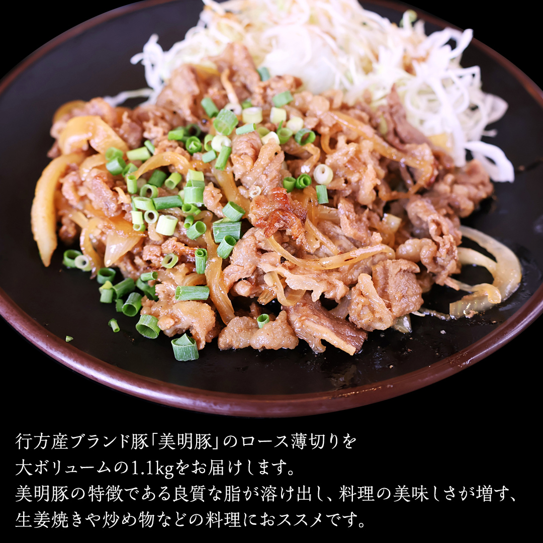 【 全3回 隔月 定期便 】美明豚 ロース薄切り 約1.1kg （茨城県共通返礼品：行方市） びめいとん ビメイトン ブランド豚 銘柄豚 豚 豚肉 肉 茨城県産 国産 冷凍 豚ロース 薄切り