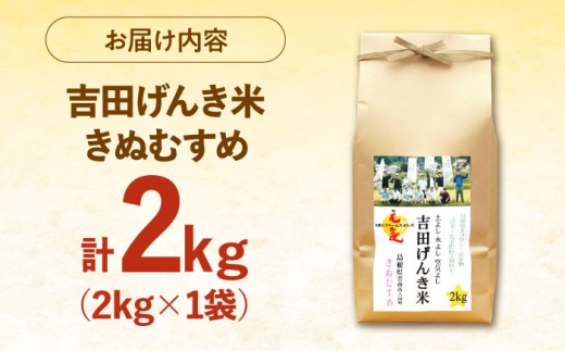 【新米 2kg】令和8年産 きぬむすめ （2kg×1袋）吉田げんき米 島根県雲南市産 特A評価実績 先行予約 白米 精米 米 お米 【2026年9月下旬以降順次発送】 [AIDB128-r8]