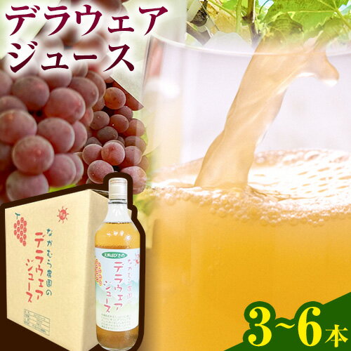 【ふるさと納税】デラウェア ジュース 720ml 3本 または 6本 有限会社なかむら農園《30日以内に出荷予定(土日祝除く)》大阪府 羽曳野市 ジュース 飲料品 ドリンク ぶどう ブドウ 葡萄 送料無料