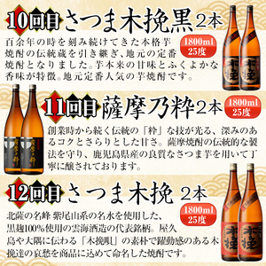 i960 ＜定期便・計12回(連続)＞こだわり芋焼酎24本セット(全12種・合計24本) 酒 焼酎 さつま芋 本格芋焼酎 セット 飲み比べ 呑みくらべ 定期便 特約店 限定品 家飲み 宅飲み【酒舗三浦