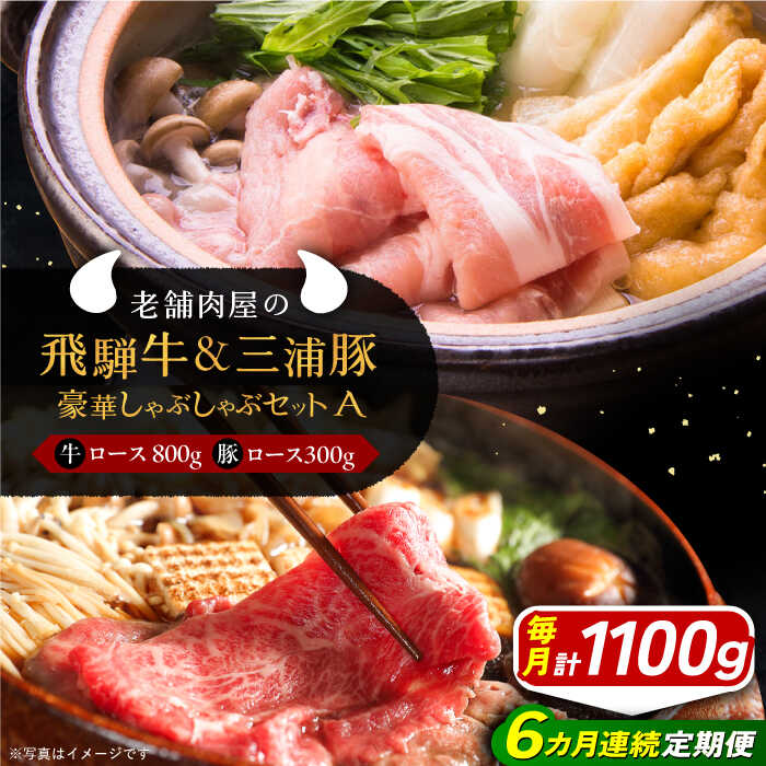 【ふるさと納税】【6回定期便】 牛肉 飛騨牛ロース800g 三浦豚ロース300g 豪華しゃぶしゃぶセットA 和牛 国産 霜降り 肉 にく 牛肉 国産 和牛 産地直送 贈答用 ギフト ブランド牛 岐阜県産 人気 お取り寄せ /恵那市/岩島屋[AUAJ046]