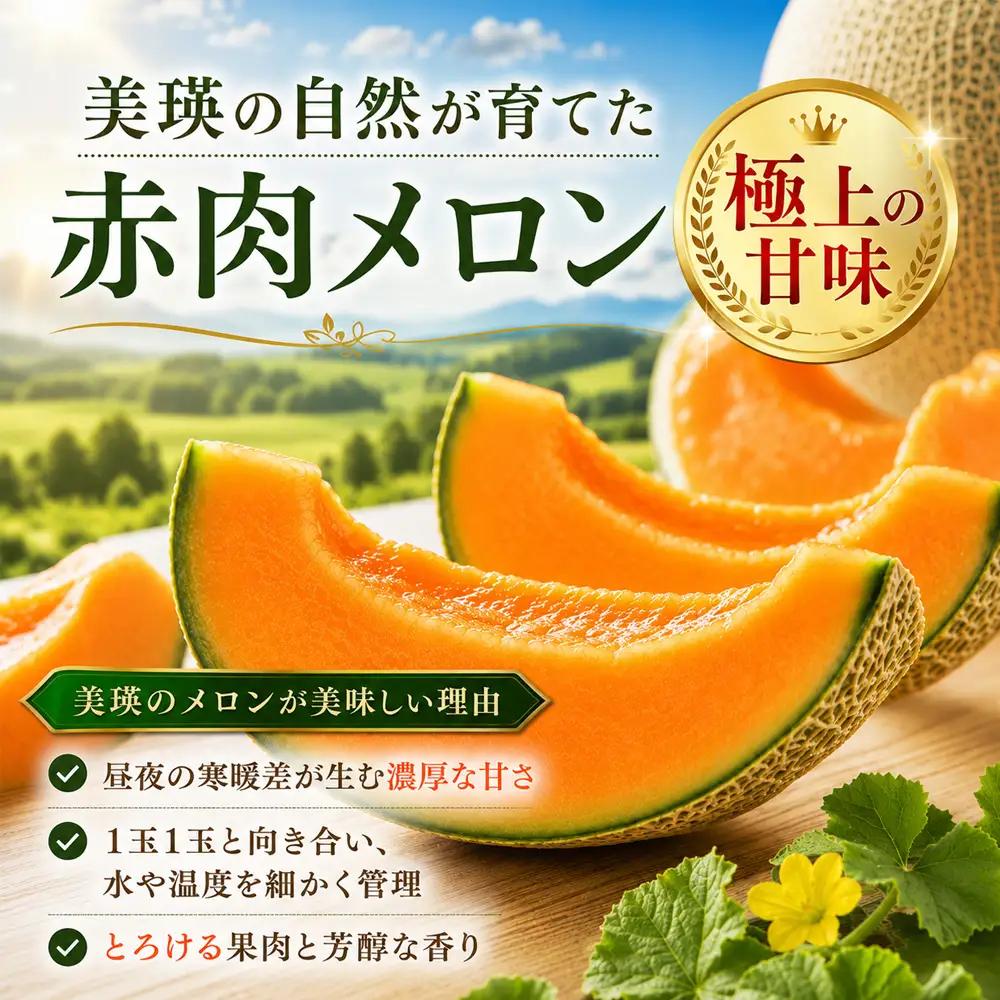 【令和9年産 先行予約】北海道メロン 赤肉品種（家庭用）1玉 2kg以上 高級メロン！ 果物 フルーツ ギフト 農家直送