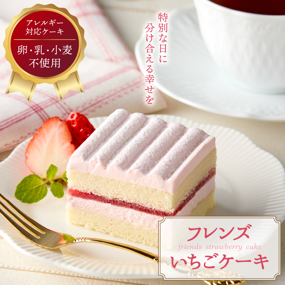 【期間限定】卵・乳・小麦不使用【フレンズいちごケーキ × 2箱】 スイーツ ケーキ 苺 イチゴ ソース 山形県 東根市 日東ベスト 2箱　hi010-024