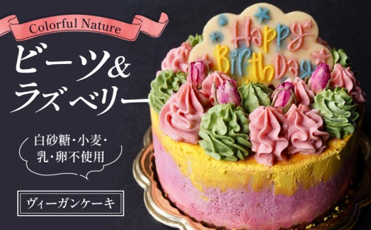 バースデーケーキ Colorful Nature 4号 サイズ 1個 化粧箱入り ギフト 誕生日 ヴィーガン ケーキ ビーガン ベジタリアン グルテンフリー ラクトースフリー 乳製品不使用 オーガニック ムース スイーツ 冷凍 滋賀 彦根
