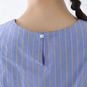 【THE INDUSTRY WORKS】袖リブ仕様ブラウス（ブルー×オフ）・1着　TIW-W039（55-28-BLWH） レディース ブラウス