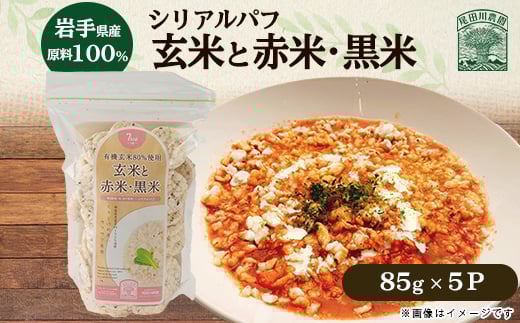 岩手県産玄米80%使用 玄米と赤米・黒米85g(5パック)＜岩手県産＞ 雑穀 シリアル 尾田川農園【1673793】