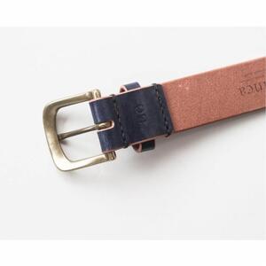 【minca】幅35mmベルト/32インチ  栃木レザーの希少な「ハーネスレザー」使用の贅沢な1枚革のレザーベルト/ネイビー/HL-B02/NAVY/minca　575