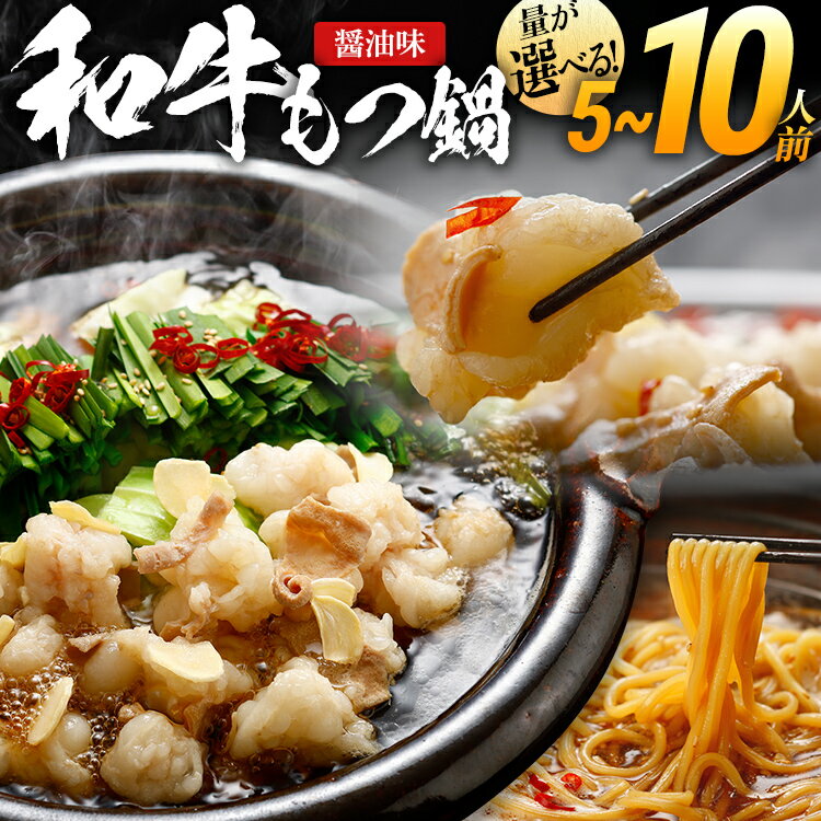 【ふるさと納税】もつ鍋 国産和牛 ちゃんぽん麺 選べる容量 5人前 10人前 醤油味 おすすめ 人気 醤油 国産牛 小腸 国産もつ モツ 鍋 お土産 美味しい 豪華 贅沢 福岡県 福岡 博多 九州 グルメ お取り寄せ